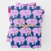 Lila Elefanten Design Wrapping Paper Geschenkpapier Set (Beispiel)