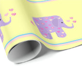 Lila Elefanten mit Herz und Streifen Geschenkpapier (Rolleneckpunkt)