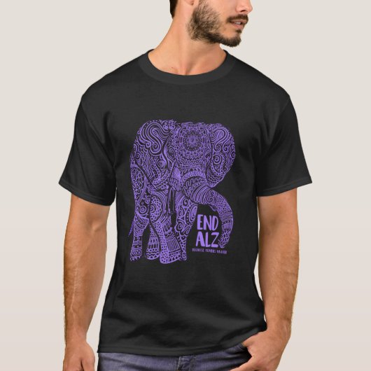 Lila Elefantenalzheimer Awareness End Alz T-Shirt (Vorderseite)