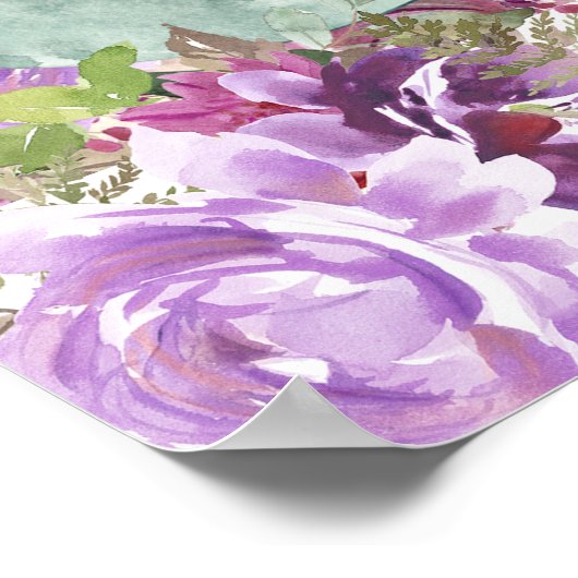 Lila Elefantenmädchen Blütendusche Poster (Ecke)