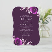 Lila Elegance Amethyst & Indigo, Lilac Wedding Einladung (Stehend Vorderseite)