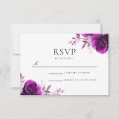 Lila Elegance Amethyst & Indigo, Lilac Wedding RSVP Karte (Vorderseite)