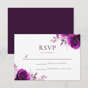 Lila Elegance Amethyst & Indigo, Lilac Wedding RSVP Karte