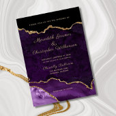 Lila Elegance Gold Glitzer Agate Wedding Einladung