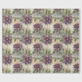 Lila Elegance Luxe Poinsettia & Holly Weihnachten Geschenkpapier (Flach)