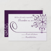 Lila Elegance Response Card Snowflake RSVP Karte (Vorne/Hinten)