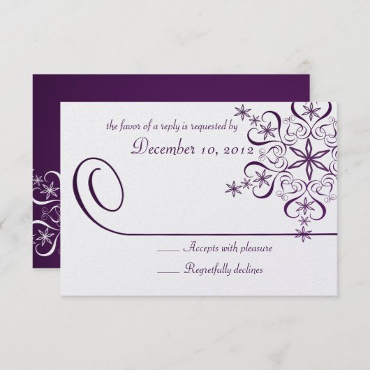 Lila Elegance Response Card Snowflake RSVP Karte (Vorne/Hinten)