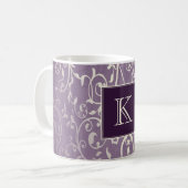 Lila Elegant Blühe Monogramm-Tasse Kaffeetasse (Vorderseite Links)