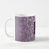 Lila Elegant Blühe Monogramm-Tasse Kaffeetasse (Links)