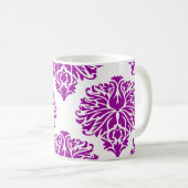 Lila Elegant Damask Kaffee Tasse (VorderseiteRechts)