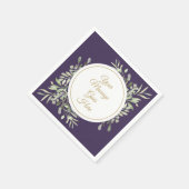 Lila Elegant Gold Script Greenery Serviette (Ecke)