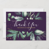 Lila Elegant Greenerity Foto Hochzeit Dankeskarte (Vorderseite)