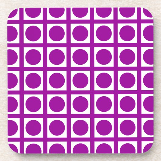Lila Elegant Grid Dots Getränkeuntersetzer (Vorderseite)