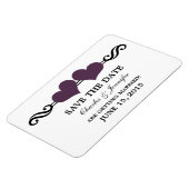 Lila Elegant Hearts speichern das Datumsfenster Magnet (Linke Seite)