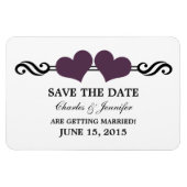 Lila Elegant Hearts speichern das Datumsfenster Magnet (Horizontal)