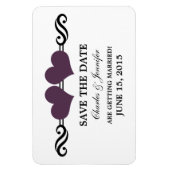 Lila Elegant Hearts speichern das Datumsfenster Magnet (Vertikal)