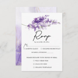Lila Elegant Lavender Wedding RSVP Karte