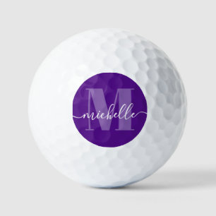 Lila Elegant Modernes Monogramm Golfball