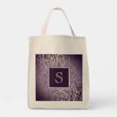 Lila Elegant-Monogram Tote Bag Geblüht Tragetasche (Rückseite)