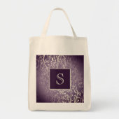Lila Elegant-Monogram Tote Bag Geblüht Tragetasche (Vorne)