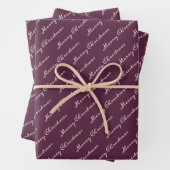Lila Elegant Script Frohe Weihnachten Geschenkpapier Set (Beispiel)