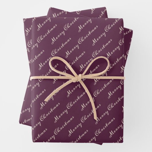 Lila Elegant Script Frohe Weihnachten Geschenkpapier Set (Beispiel)