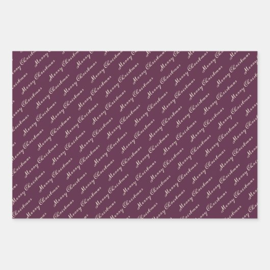 Lila Elegant Script Frohe Weihnachten Geschenkpapier Set (Vorderseite 3)