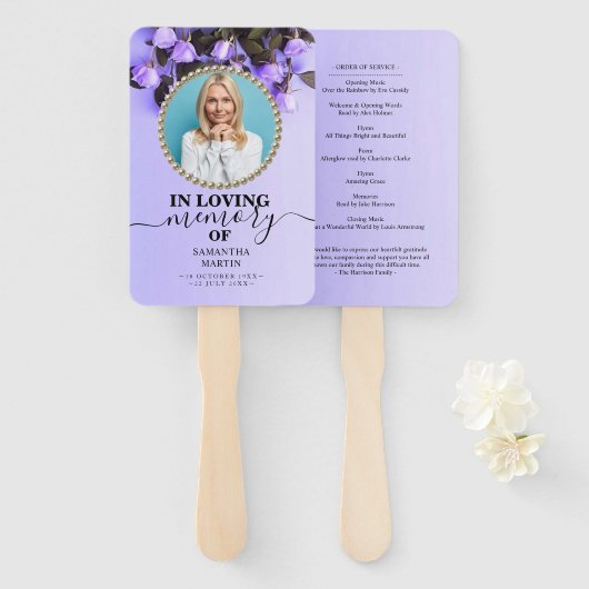 Lila Elegante Beerdigung Fächer (Vorne und Hinten)