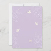 Lila elegante Blätter Butterfly Cross Taufe Einladung (Rückseite)