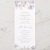 Lila elegante botanische florale Boho-Hochzeit Programm (Vorderseite)