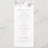Lila elegante botanische florale Boho-Hochzeit Programm (Rückseite)