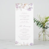 Lila elegante botanische florale Boho-Hochzeit Programm (Stehend Vorderseite)