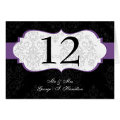 lila elegante Damaskat-Sitzkarte (Vorderseite (Horizontal))