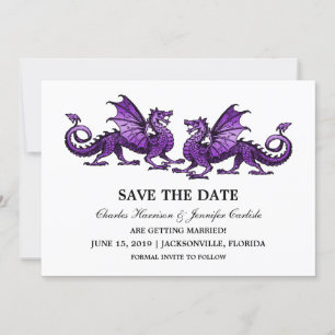 Lila Elegante Drachen Save the Date einladen