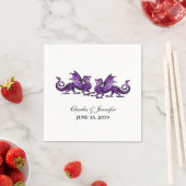 Lila Elegante Dragons Hochzeitspapier Napkins Serviette (Beispiel)