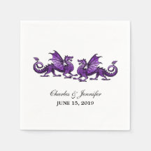 Lila Elegante Dragons Hochzeitspapier Napkins