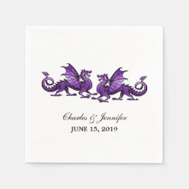 Lila Elegante Dragons Hochzeitspapier Napkins Serviette