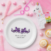 Lila elegante Dragons Hochzeitspapier-Teller Pappteller (Party)