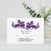 Lila Elegante Dragons Wedding Response Card RSVP Karte (Stehend Vorderseite)