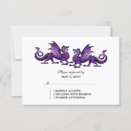 Lila Elegante Dragons Wedding Response Card RSVP Karte