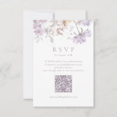 Lila elegante florale Boho-Hochzeit QR-Code RSVP Karte (Vorderseite)