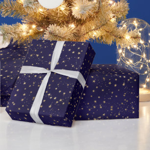 Lila elegante himmlische Sternen Gold Sterne Desig Geschenkpapier