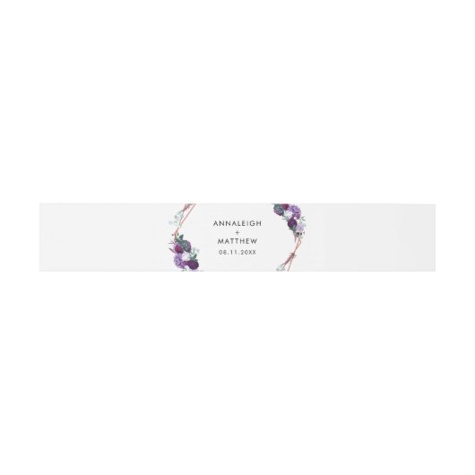 Lila Elegante Hochzeit Einladungsbanderole (Flach)