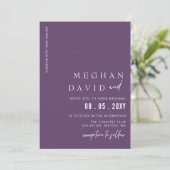 Lila Elegante Moderne Hochzeitsfeier Einladung (Stehend Vorderseite)