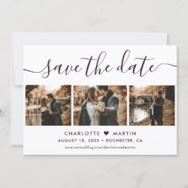 Lila elegante moderne Schrift 4 Foto Hochzeit Save The Date