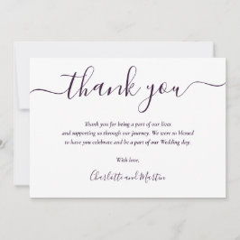 Lila Elegante Moderne Schrift Dankeskarte