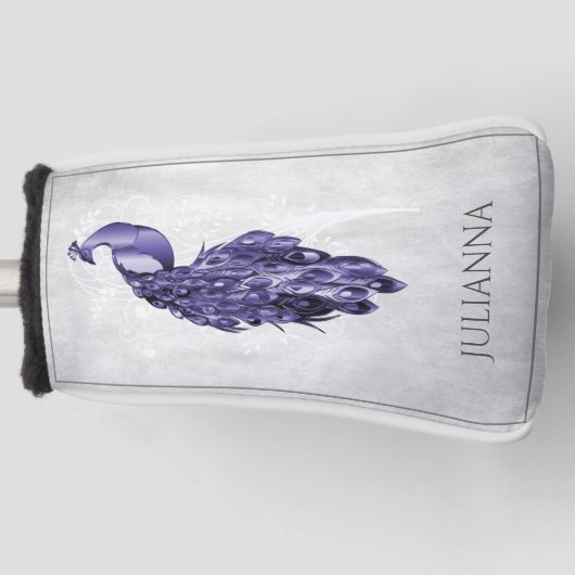 Lila Elegante Peacock Golf Head Cover Golf Headcover (Vorderseite)