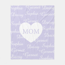 Lila elegante Schrift Familiennamen Monogramm Herz Fleecedecke