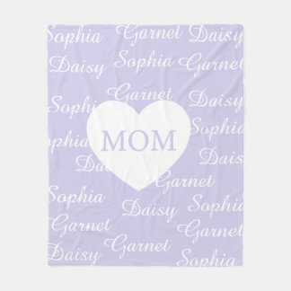 Lila elegante Schrift Familiennamen Monogramm Herz Fleecedecke