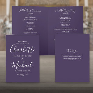 Lila Elegante Signature Script-Hochzeit Programm